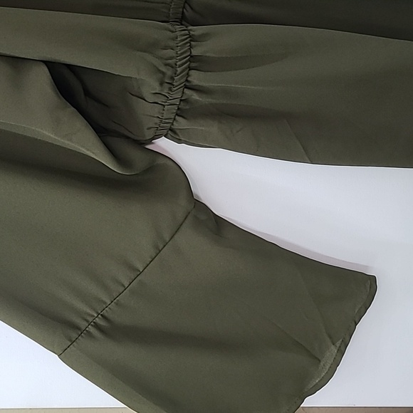 NEW GLORY Women's Green Peasant Blouse Lace Up Front with Bell Sleeves -Size 2X - Picture 4 of 12